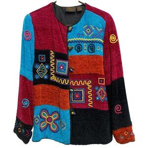 Vintage 90s Allure Wearable Art Jacket Womens Small BOHO Tapestry Embroidered